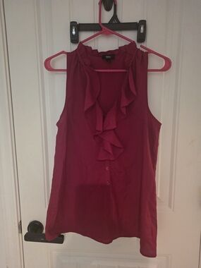 Mossimo Supply Co. Sleeveless Ruffle Front Blouse - Burgundy